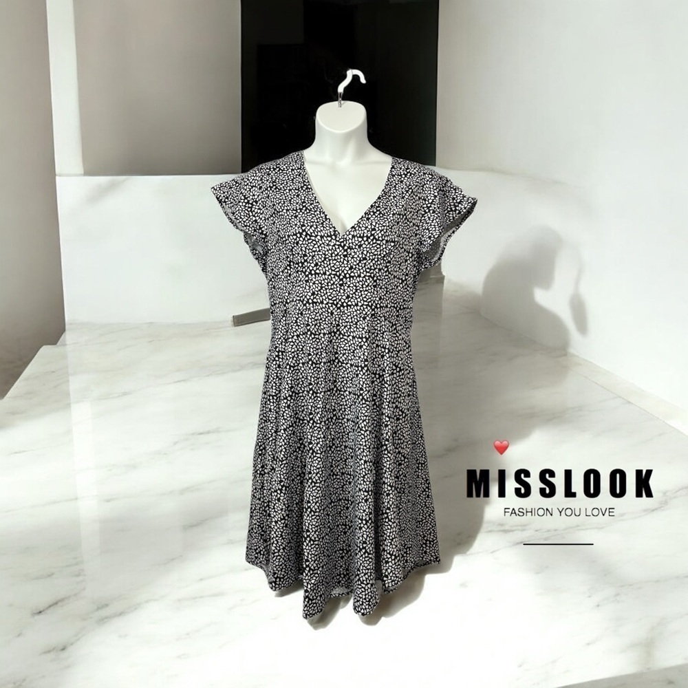 NWOT, MISSLOOK, Elegant Black & White Soft Dress, XL